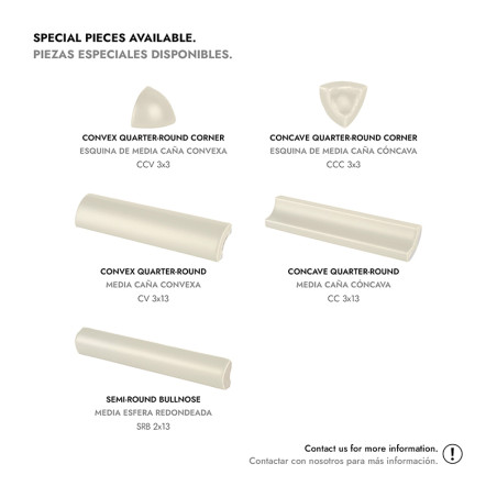 Image de carrelage montrant des pièces de céramique spéciales : coins quart de rond convexes et concaves, quart de rond convexe, Image de carrelage montrant des pièces de céramique spéciales : coins quart de rond convexes et concaves, quart de rond convexe,