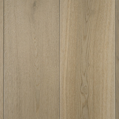 Tres azulejos de madera se encuentran una al lado de la otra, mostrando una textura de roble clara y natural con sutiles patrone